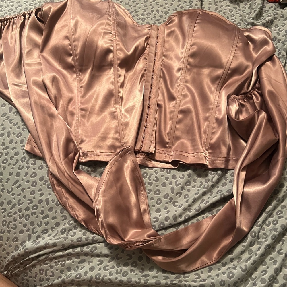 Satin Corset Top in Blush